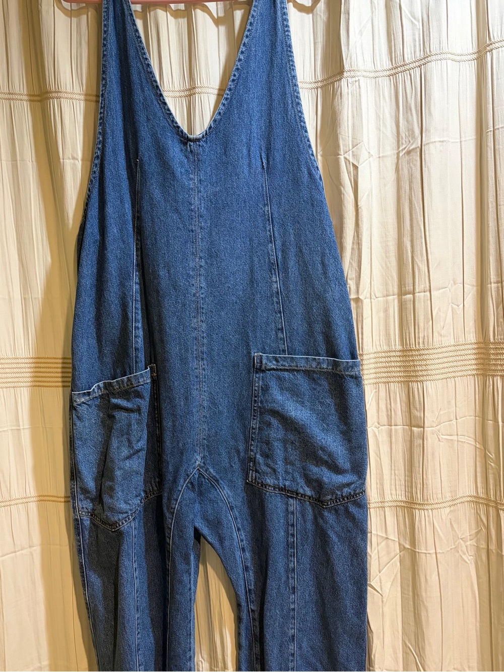 Free People High Roller Denim Jumpsuit